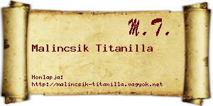 Malincsik Titanilla névjegykártya